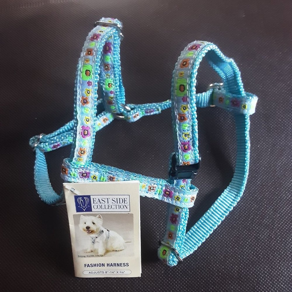 East Side Collection Blue with  flowers dog Harness small